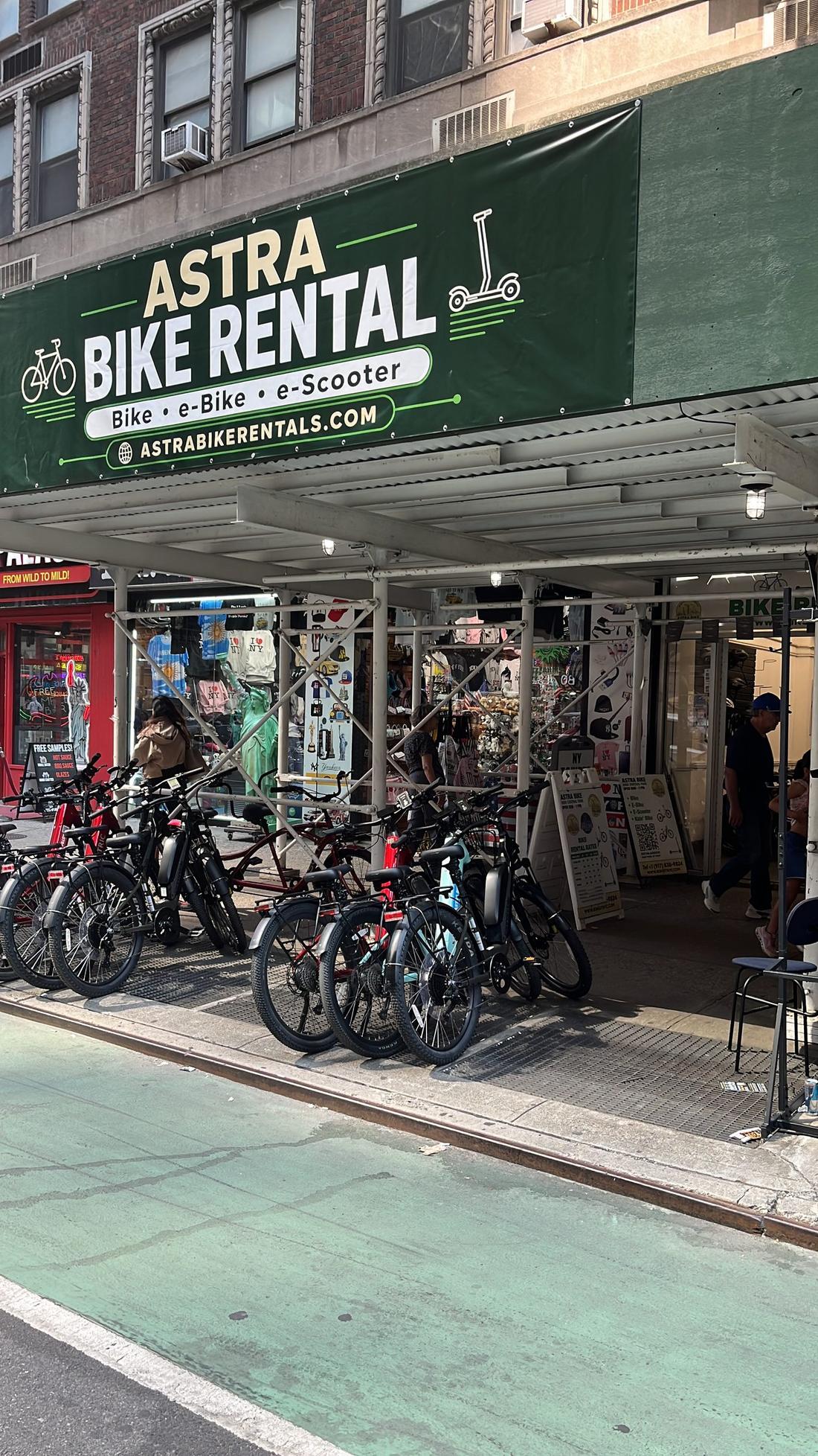 Astra Bike Rental storefront and fleet at 873 7th Avenue