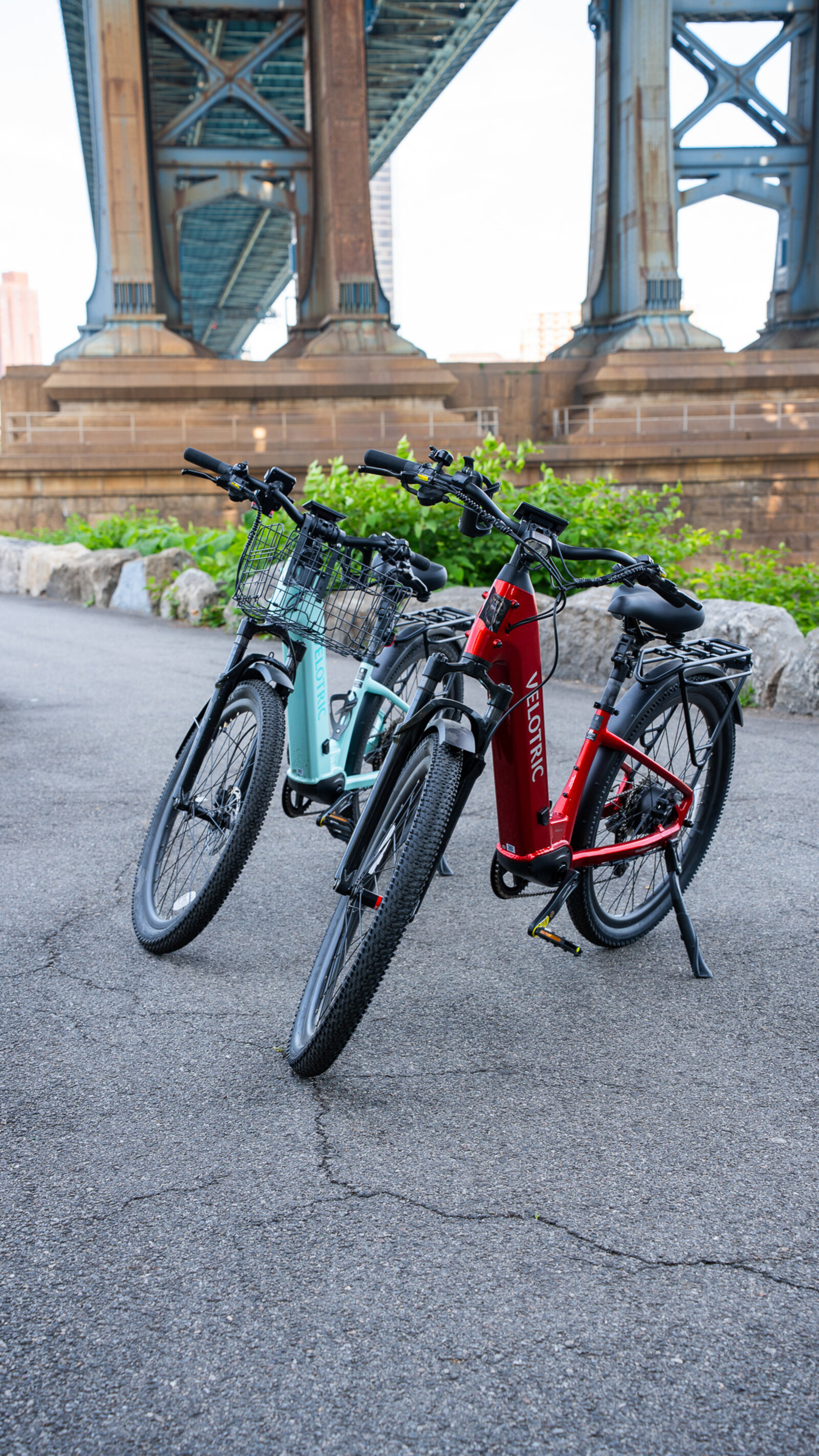 Electric bikes equalize the pace — ride together at the same speed.