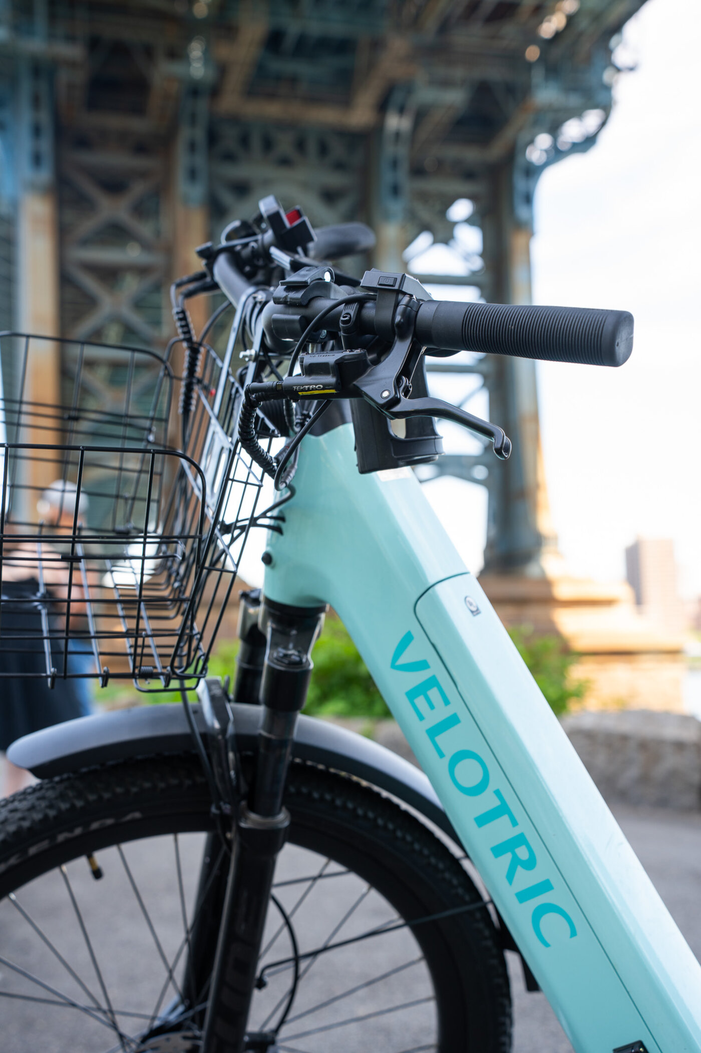 The Velotric Discover Class 2 — integrated lights, phone holder and rear rack.